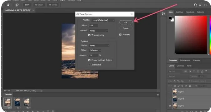 Photoshop - Options d'enregistrement des GIF