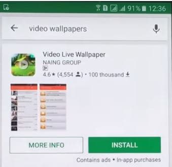 Applicazione Video Live Wallpaper