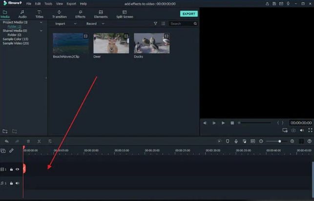 Filmora- Media Upload Interface