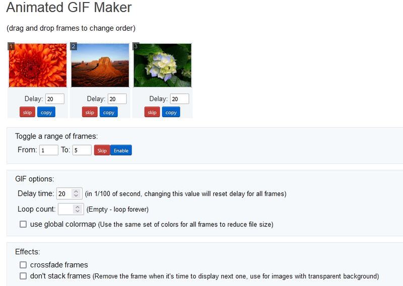 Ezgif GIF Maker- Visual Adjustment Options