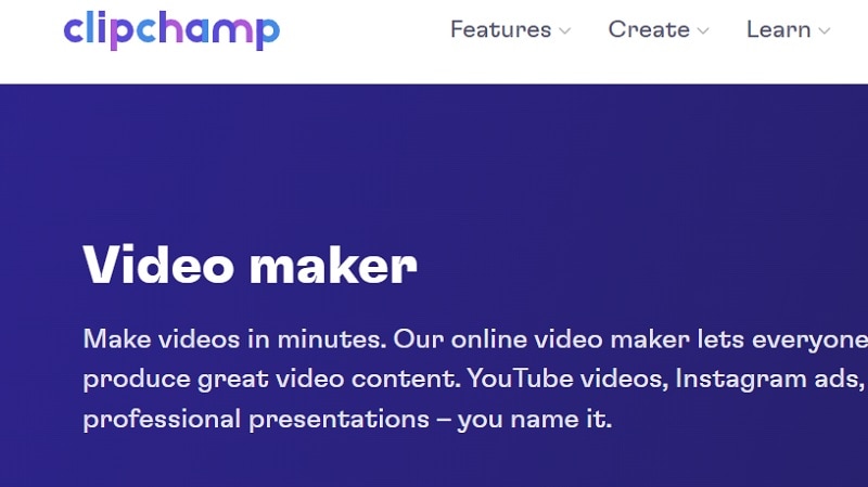 Criador de vídeo Clipchamp