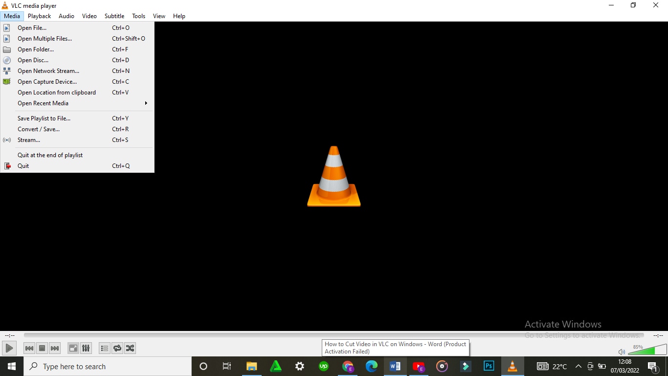 قص الفيديو في vlc