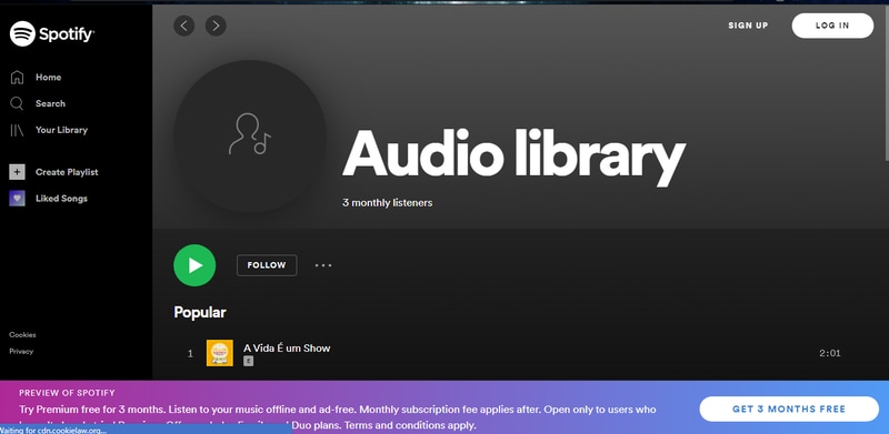 biblioteca de audio en spotify