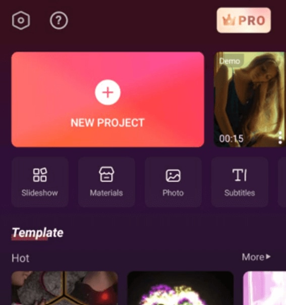how to brighten a video on Android with FilmoraGo - Click New Project
