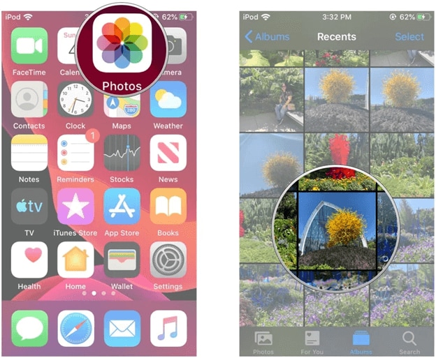 illuminare un video su iPhone con l'album fotografico