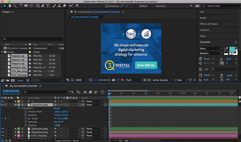 set scale after effects