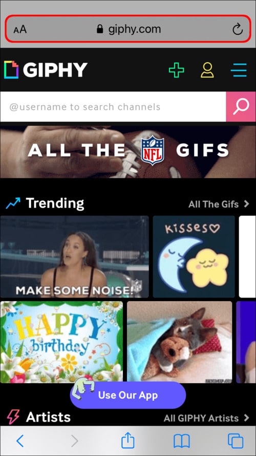 search for your preferred GIF