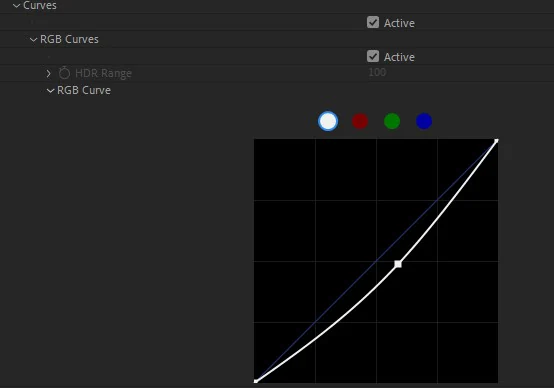 لوحة ألوان Lumetri في After Effects - المنحنيات