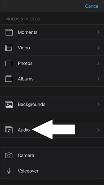 cómo añadir archivos de audio en iMovie