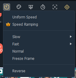 اختيار Speed Ramping بنقرة يمينية على الفيديو