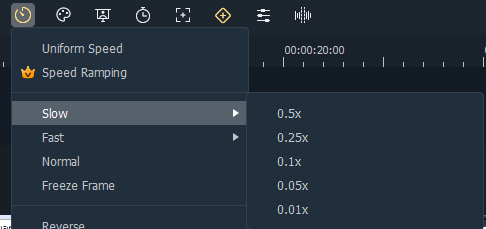 النقر على زر "Speed" لاختيار السرعة