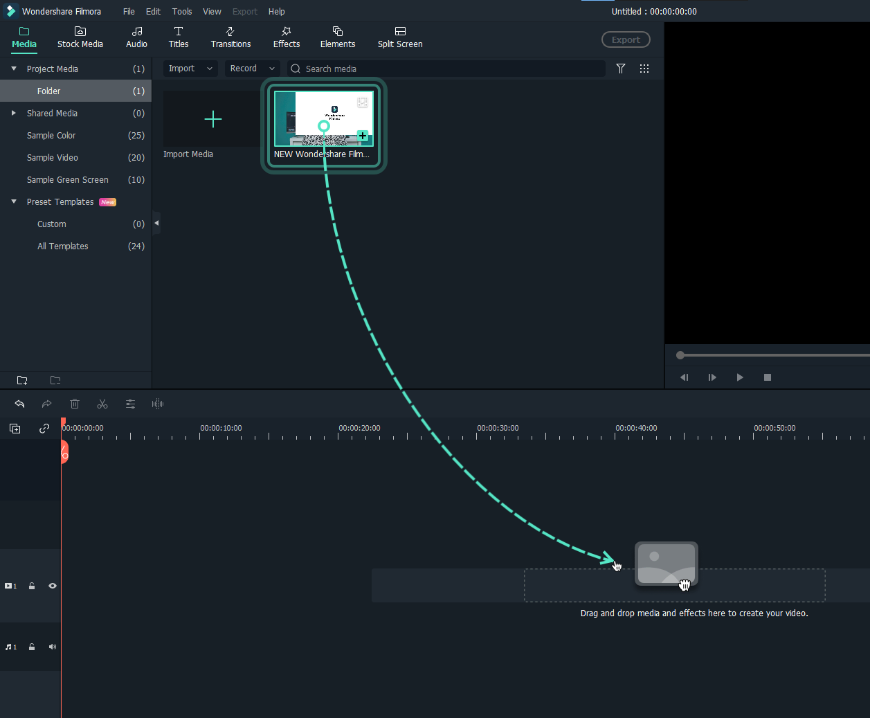 arrastra el archivo multimedia a la línea de tiempo