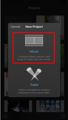 Select Movie in the New Project screen 