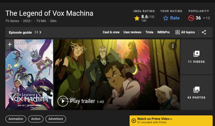 Where To Watch The Legend Of Vox Machina - IMDb