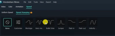 Speed ramping effects in Wondershare Filmora