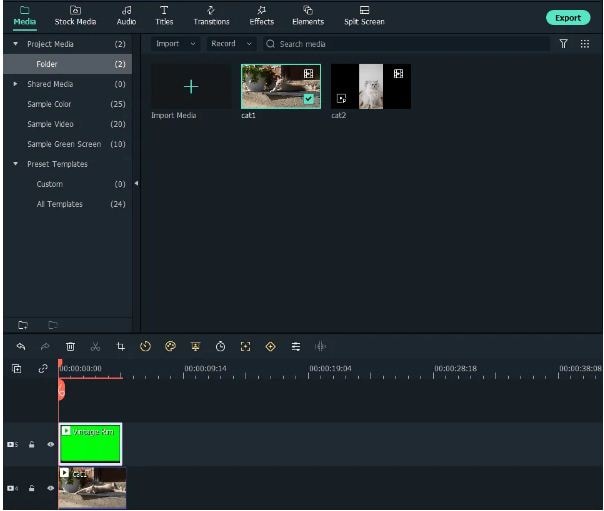 Exportieren von Videos mit transparentem Hintergrund in Filmora - Ziehen der Zeitleiste von Videos
