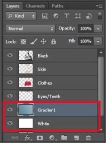 Editor di immagini di Photoshop: riempimento dei gradienti
