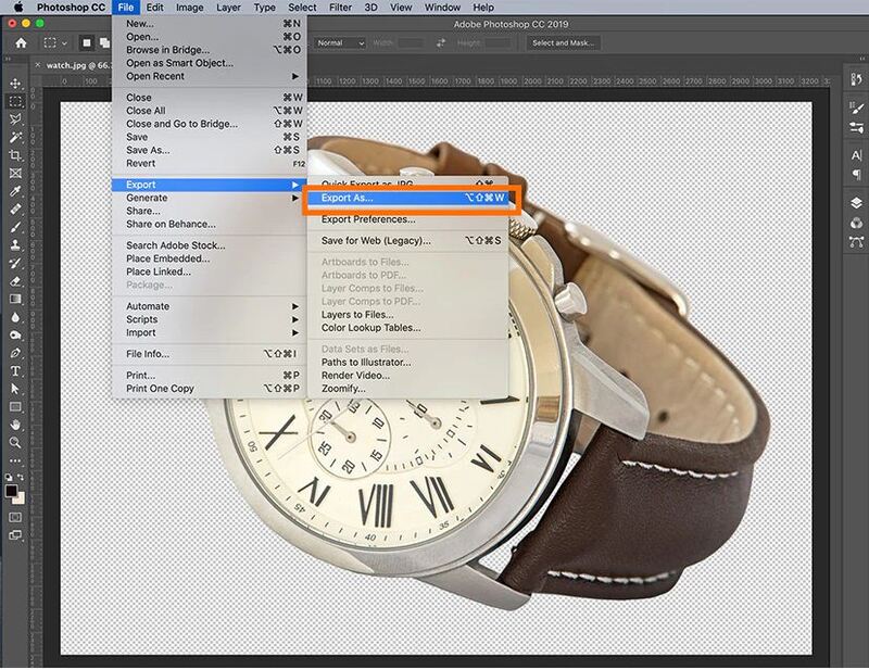 Photoshop Graphic Design Application- Image Export Interface
