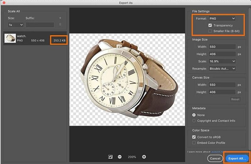 Photoshop Graphic Design Application- Transparency and Size Settings Interface