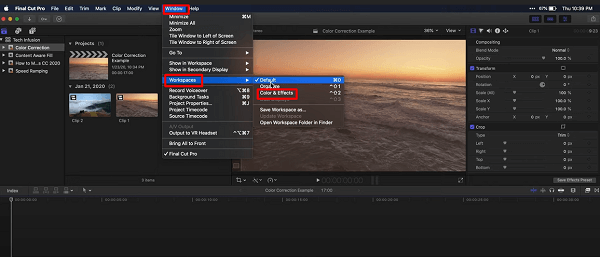 cara mengoreksi distorsi warna dengan Final Cut Pro - beralih ke efek warna