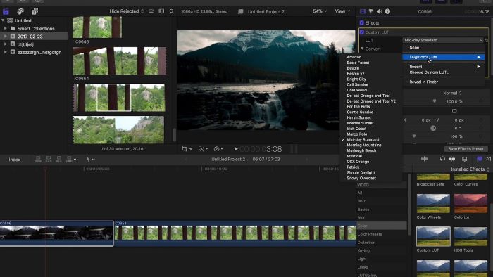 how to use leeming lut in FCPX