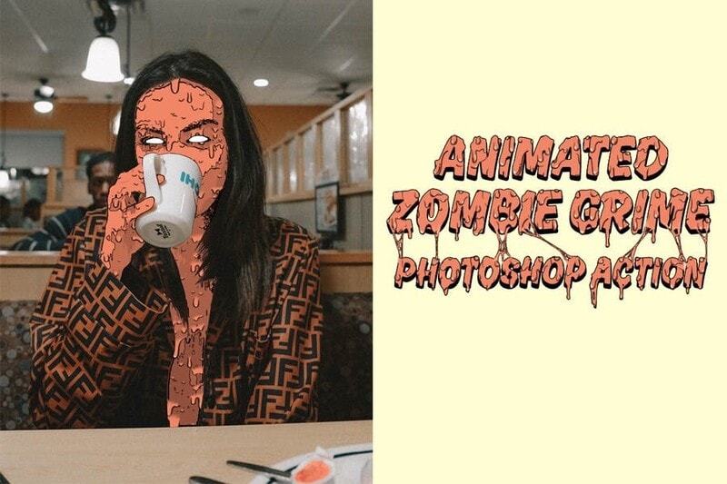 azione animata di photoshop di zombie grime art