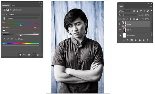 كيفية تطبيق تأثيرات الخلل في photoshop - اختيار Hue & Saturation