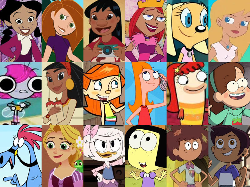 Personajes populares de dibujos animados de Disney femeninos y masculi