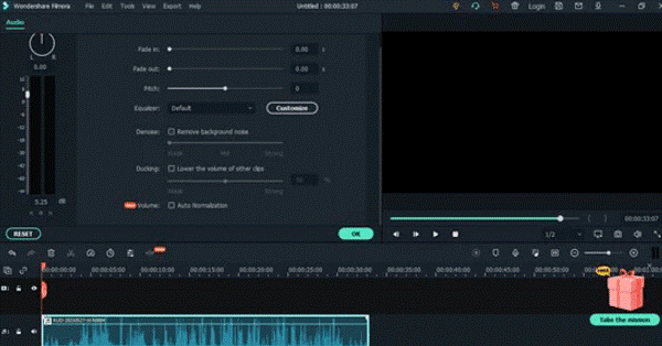 remove audio distortion with Filmora