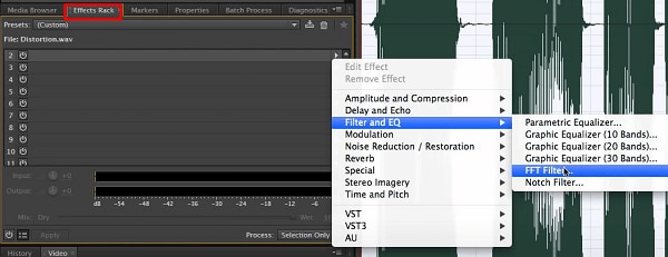 how to remove audio distortion using Audition - FFT Filter