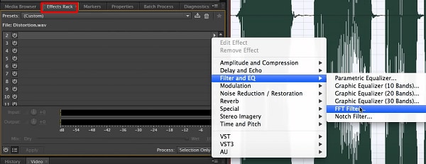 cara menghilangkan distorsi audio dengan menggunakan Audition - Filter FFT
