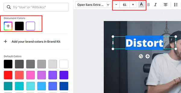 how to distort text in video with canva