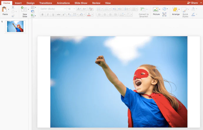 قم بإدراج صورة في Powerpoint