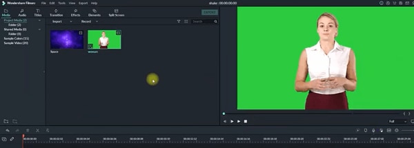 menggunakan green screen VHS dengan Filmora