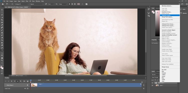 ungroup video photoshop