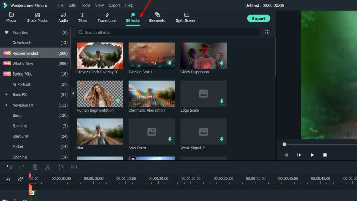 cara membuat video reaksi dengan menggunakan Filmora - tambahkan efek