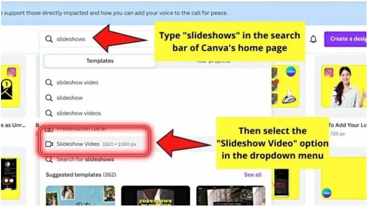 Canva Animated Slideshow Creator- Task Selection