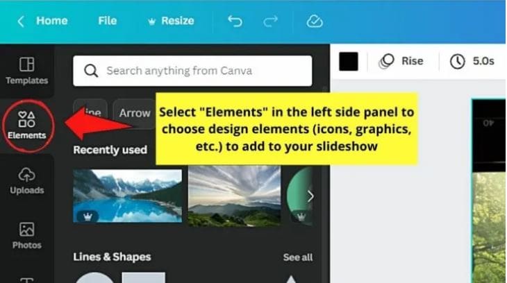 Canva Animated Slideshow Creator- إضافة عناصر التصميم