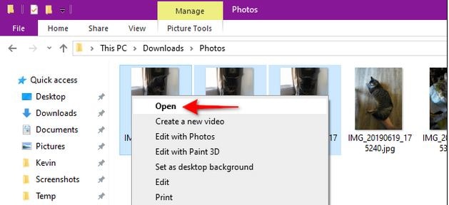 Visualizando uma apresentação de slides de imagem na aplicação de fotos- reproduzindo uma apresentação de slides de imagens selecionadas em uma pasta