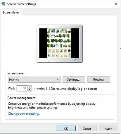 Configuración de una imagen de la imagen de la imagen del ahorro de pantalla: interfaz de opciones de presentación de diapositivas
