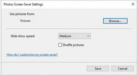 Setting Up a Screen Saver Image Slideshow- Image Selection and Settings
        Interface