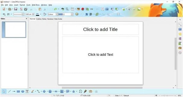 Ρύθμιση ενός LibreOffice Impress Image Slideshow- Software Welcome Interface