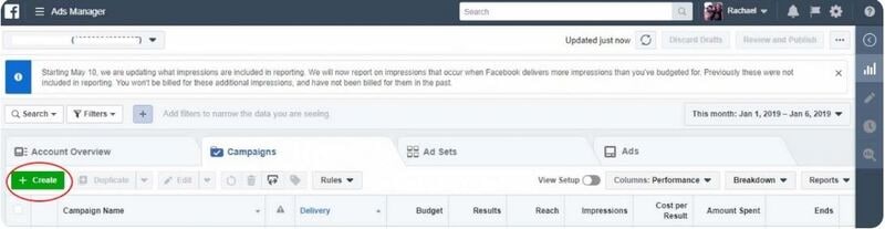 Facebook Ads Manager - Interfaccia per la creazione di presentazioni