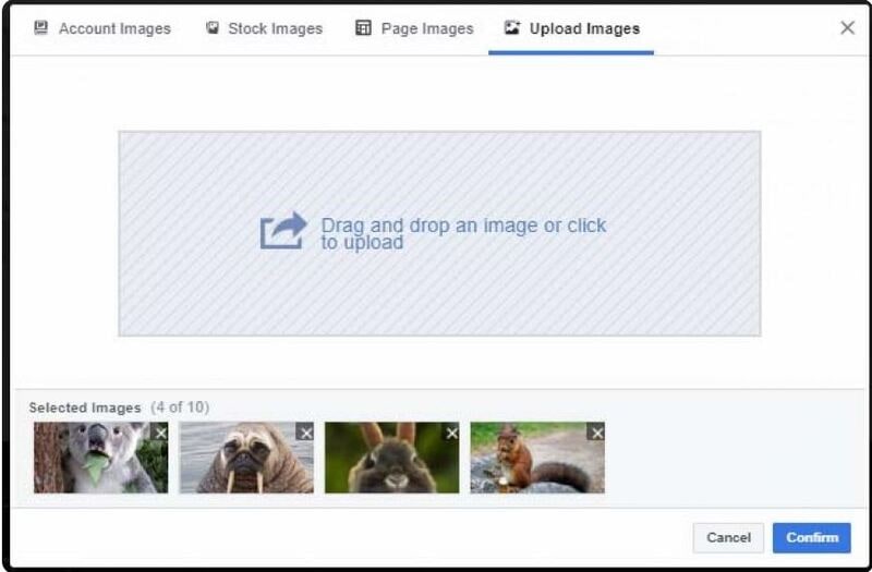 Facebook Ads Manager - Interfaccia di caricamento delle immagini