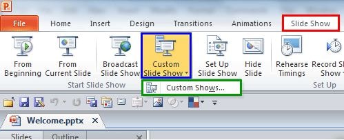 Creating Custom Slide Shows- ‘Custom Slide Show' Option