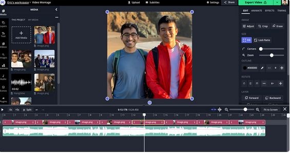 Creating an Online Slideshow on Mac in Kapwing- Media Upload Interface