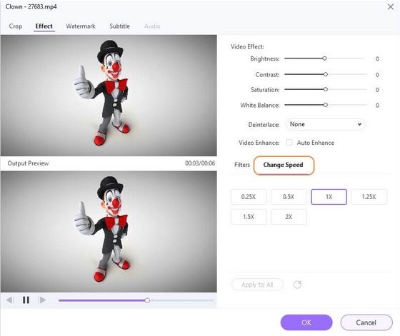 Speeding Up TikTok Videos With Wondershare UniConverter App- Video Speed
        Selection Interface