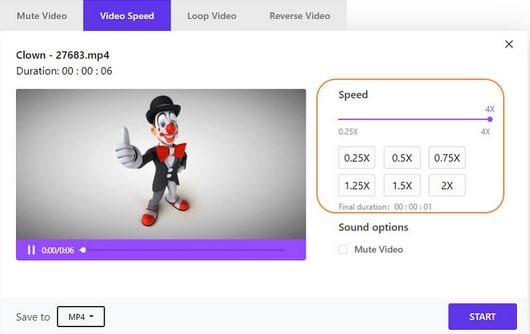 Mempercepat Video TikTok Menggunakan Wondershare Online UniConverter- Memilih 
Kecepatan Pemutaran Video