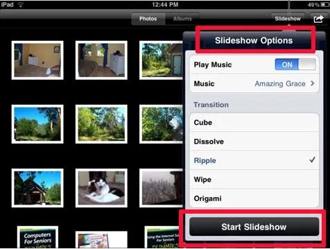 Creating an iPad Slideshow on Photos App- Playing the Slideshow