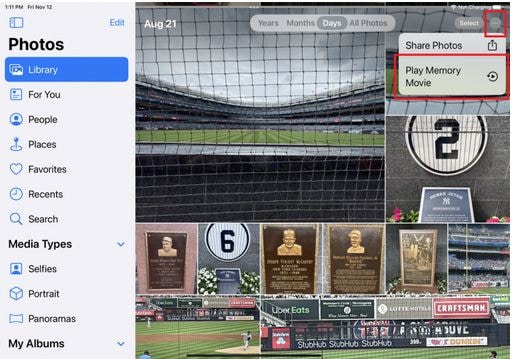 Erstellen einer iPad Slideshow in der Fotos App - Fotos App Erinnerungsalbum